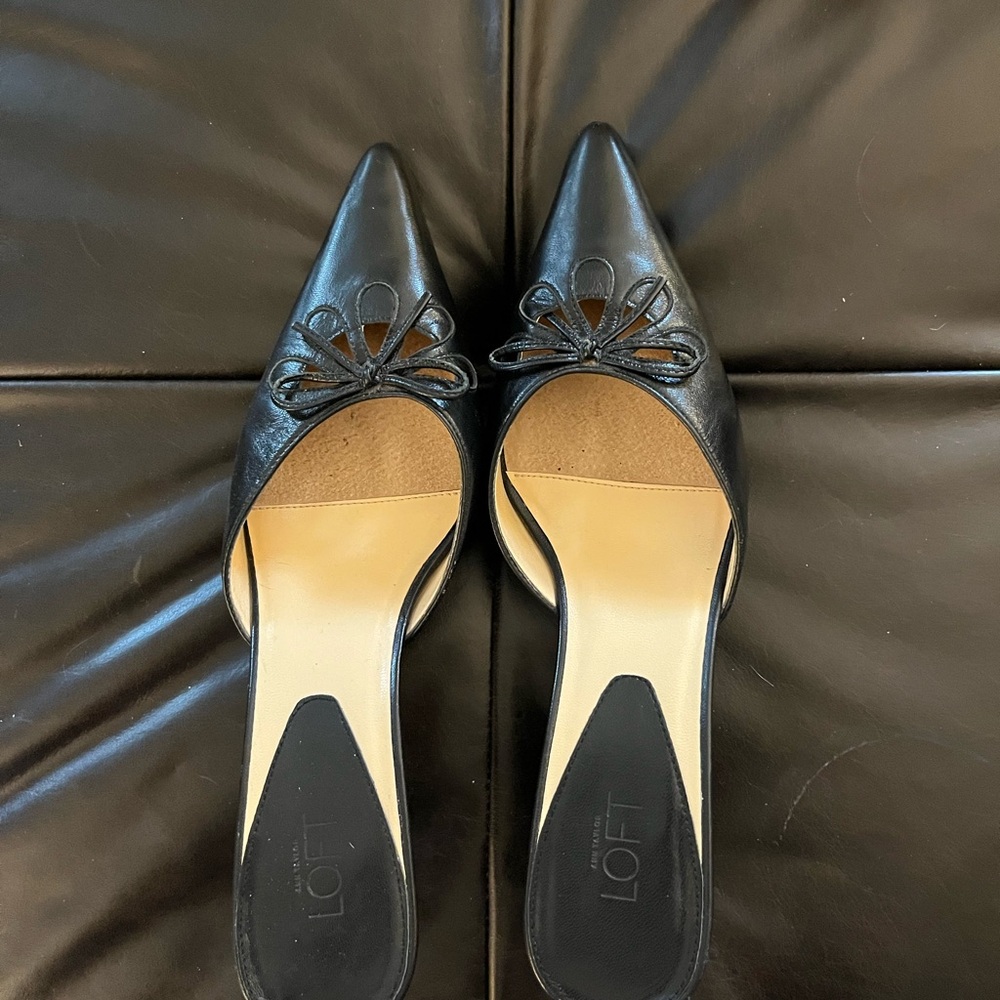 LOFT Women's Black Leather Mules